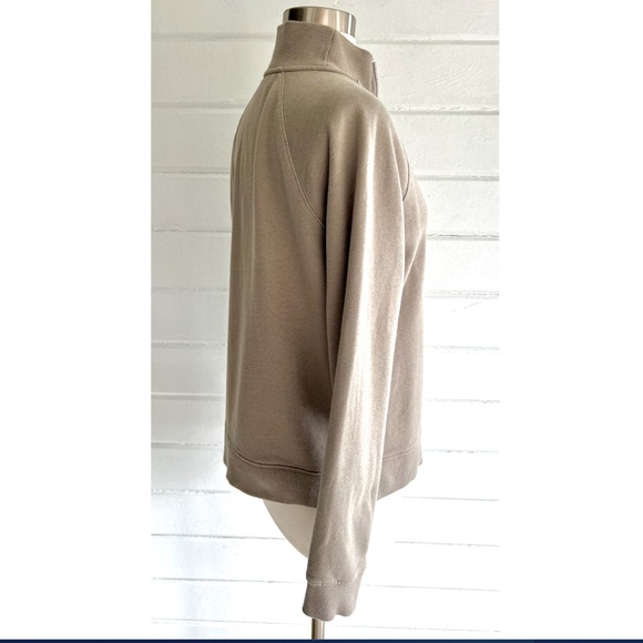 NAADAM Cotton/Cashmere Blend 1/4 Zip Pullover Top in Taupe - S - Picture 4 of 12